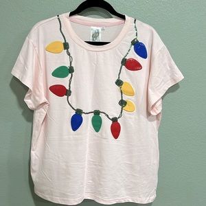 Queen of Sparkles Pink Tee with Colorful Lights